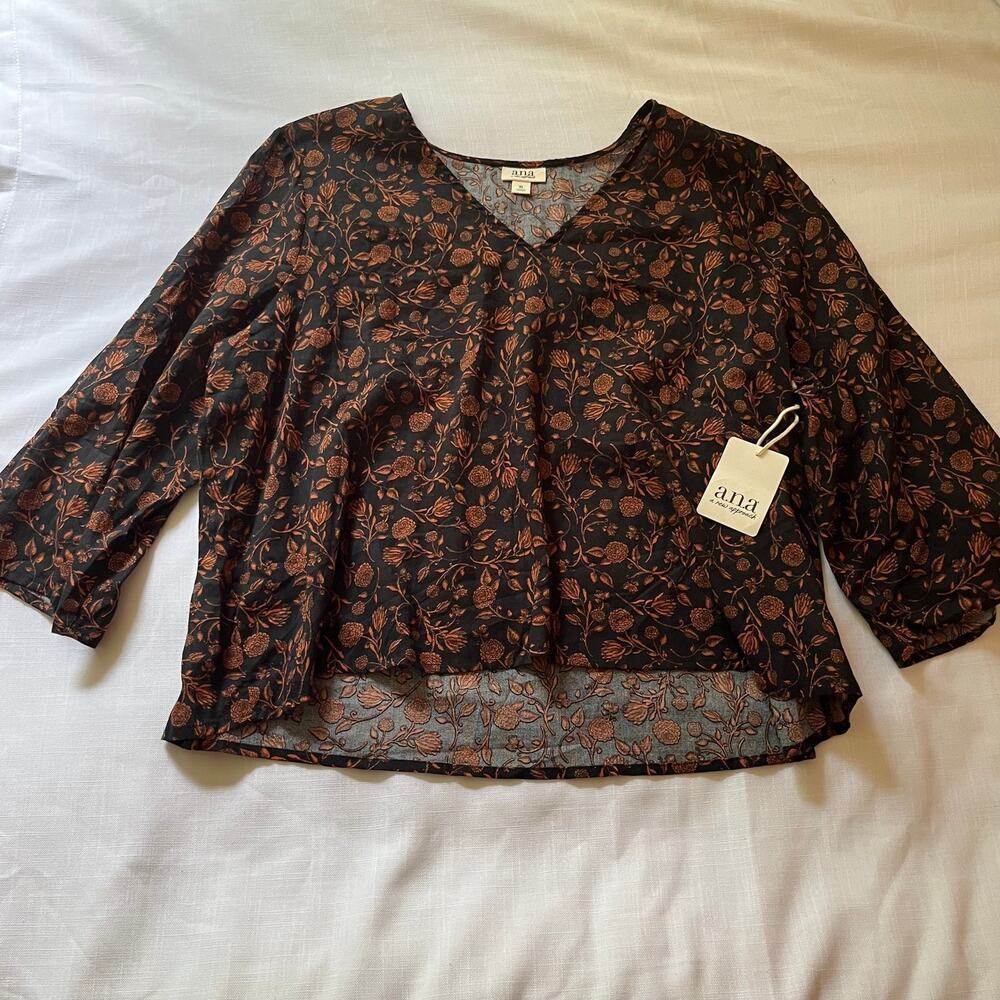 Floral Print Shirt 3/4 Sleeve -  A NEW APPROACH - Size XL